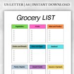 Printable Grocery List Template – Blank Checklist by Food Category (PDF Download)