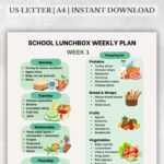 school lunchbox weekly plan week 1 chart