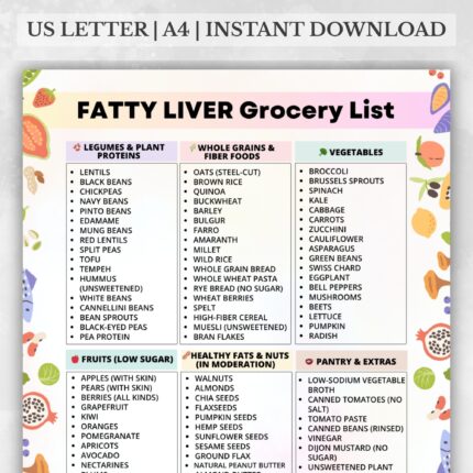 Fatty Liver Grocery List Printable (NAFLD Diet PDF)