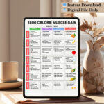 7-day 1800 calorie muscle gain meal plan printable with high-protein meals for fitness and bodybuilding