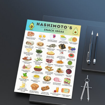Hashimoto’s Snack Ideas – printable thyroid-friendly snack list with clean, whole food options for autoimmune diet (A4 & US Letter)