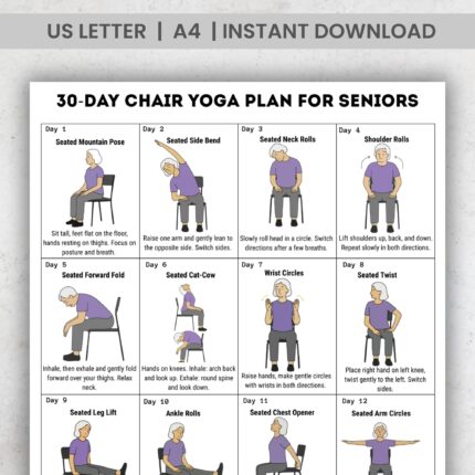 30-Day Chair Yoga Plan for Seniors – Printable Gentle Daily Exercises