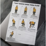 7 Day Quick Desk Yoga Flow chart with seated office yoga stretches for neck, back and shoulders, printable in A4 and US Letter