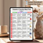 4-Week Diabetic Meal Plan with Grocery List – Balanced Breakfast, Lunch, Dinner & Snack Chart (PDF Printable)